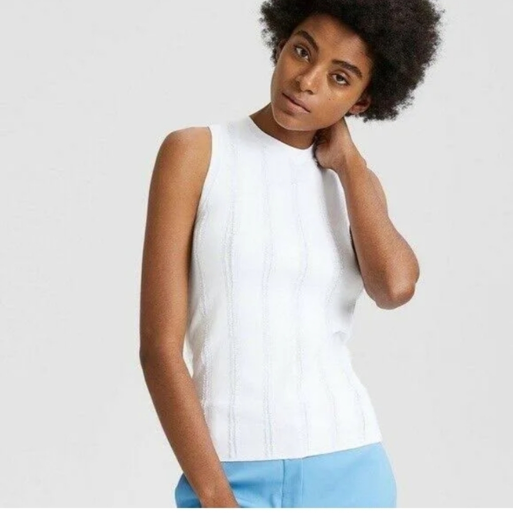 theory crew neck cirrus fringes shell Neiman Marcus